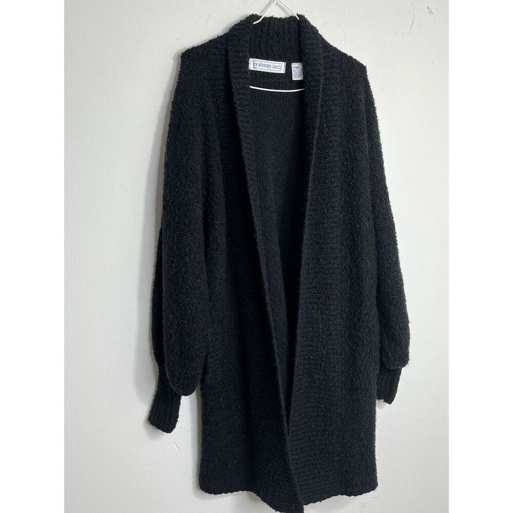 Northern Isles Cardigan Sweater Wms Small Black Mid Length Popcorn  loop knit